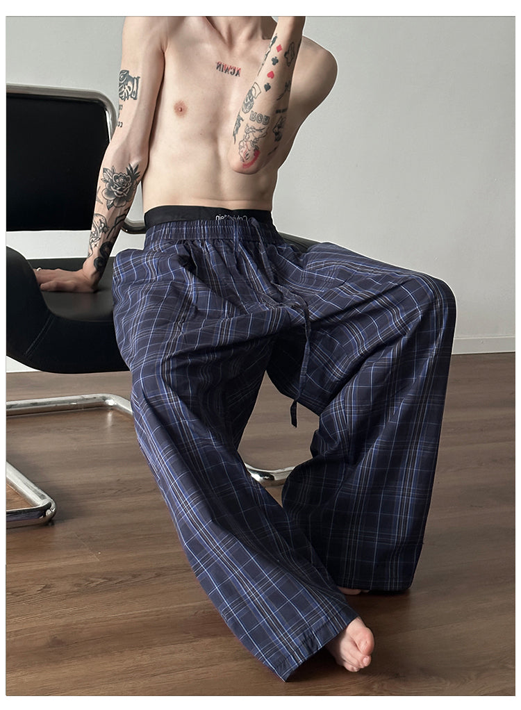 Contrast checkered casual pants