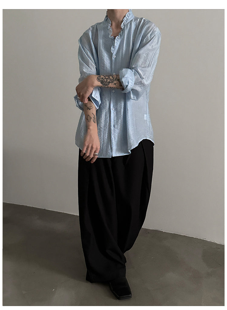 Frilled Lace V-Neck Shirt