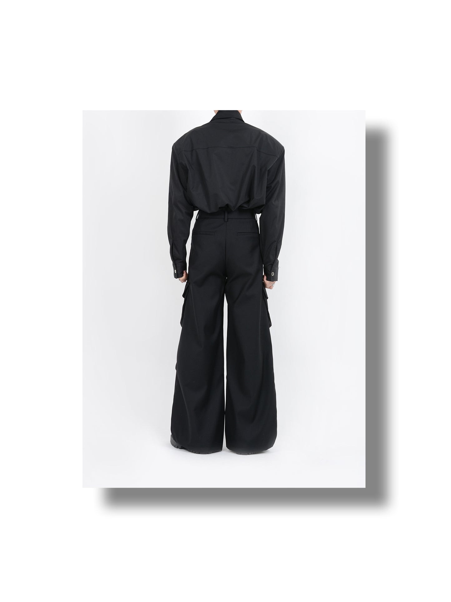 Loose straight multi-pocket casual pants