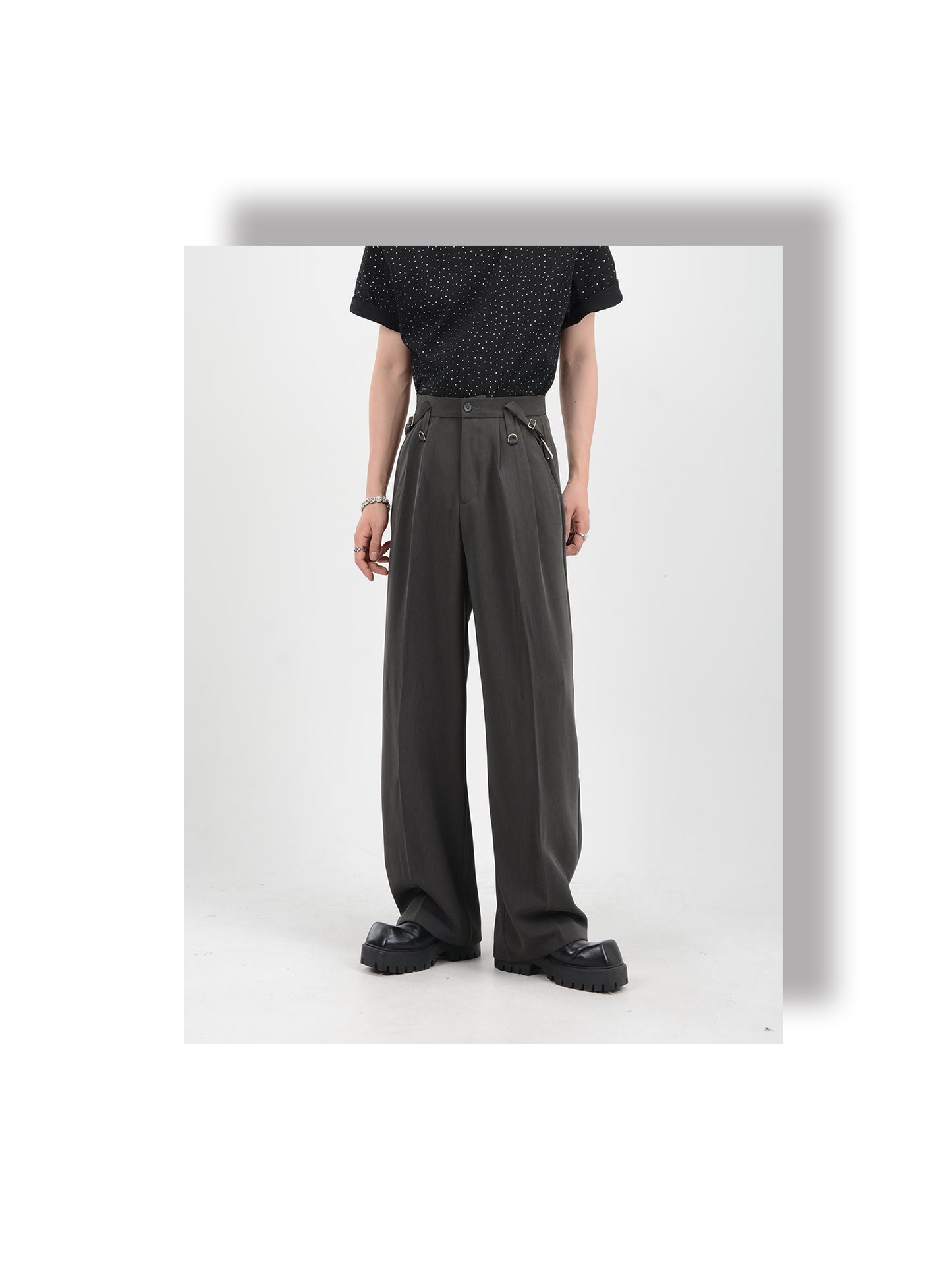 High-end loose drape wide leg slack pants
