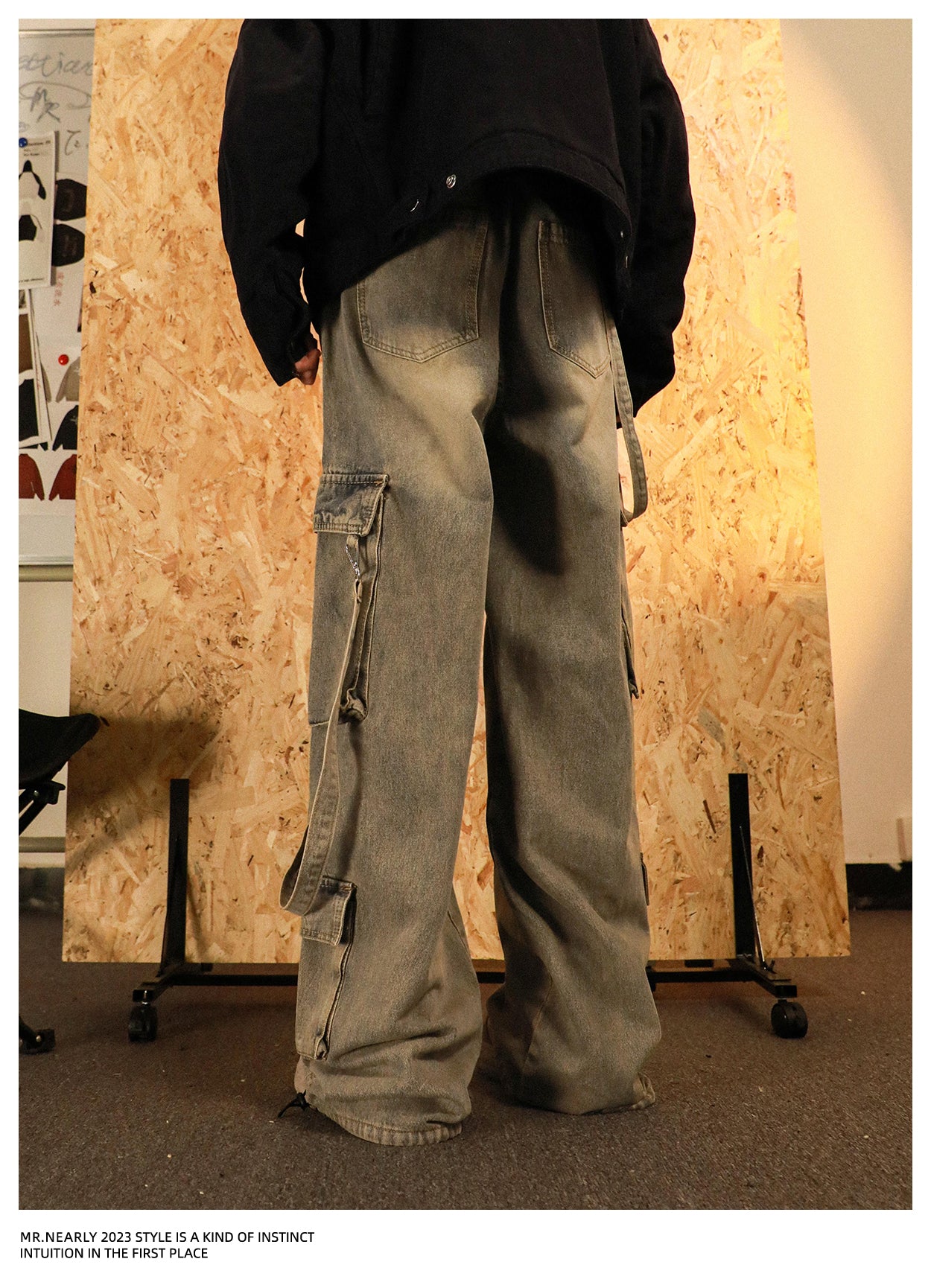 Multi-pocket Washed Wide Leg Denim Pants