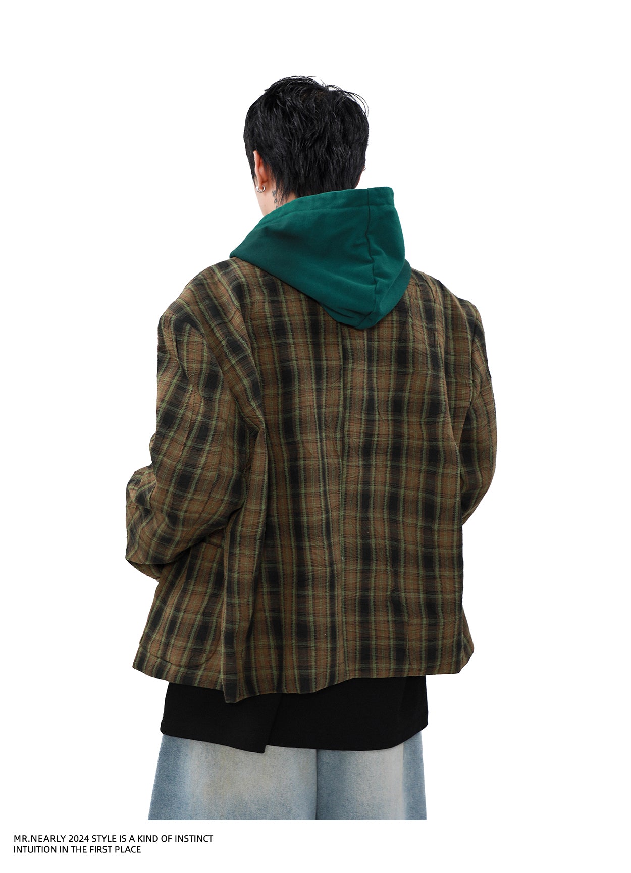 Pleated checkered jacket