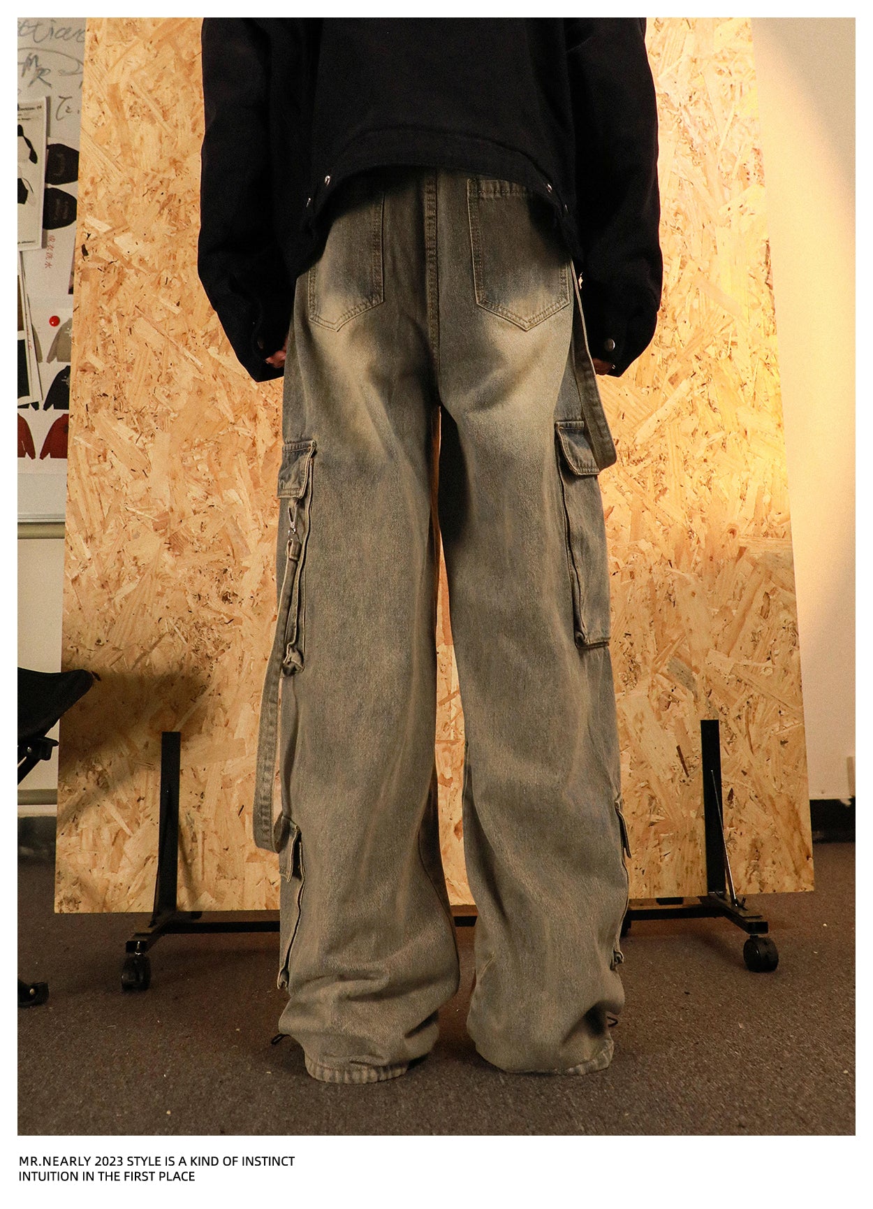 Multi-pocket Washed Wide Leg Denim Pants