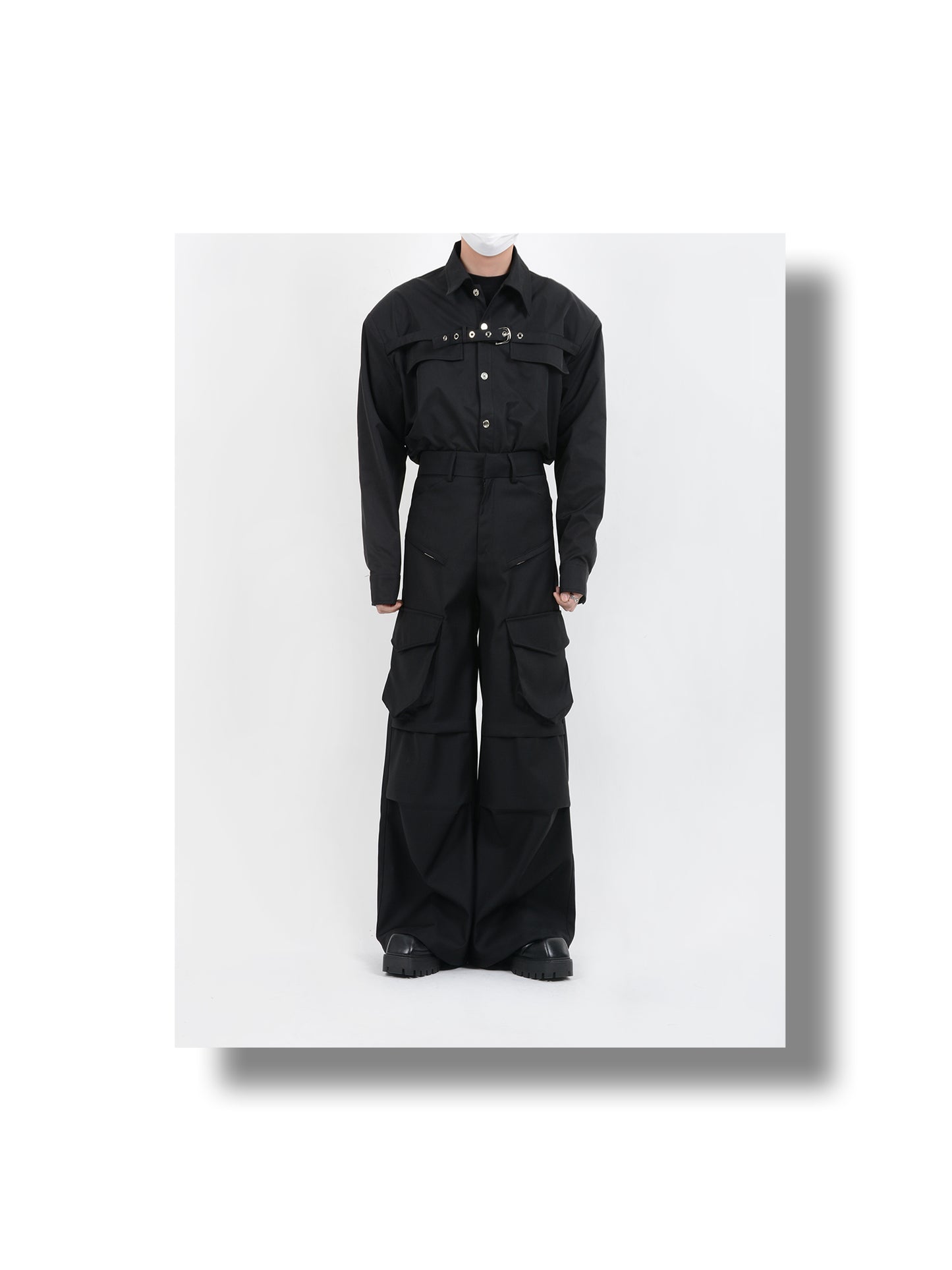 Loose straight multi-pocket casual pants