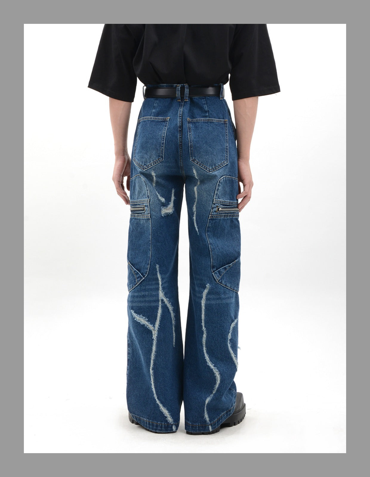 Niche Retro Side Zip Pocket Denim Pants