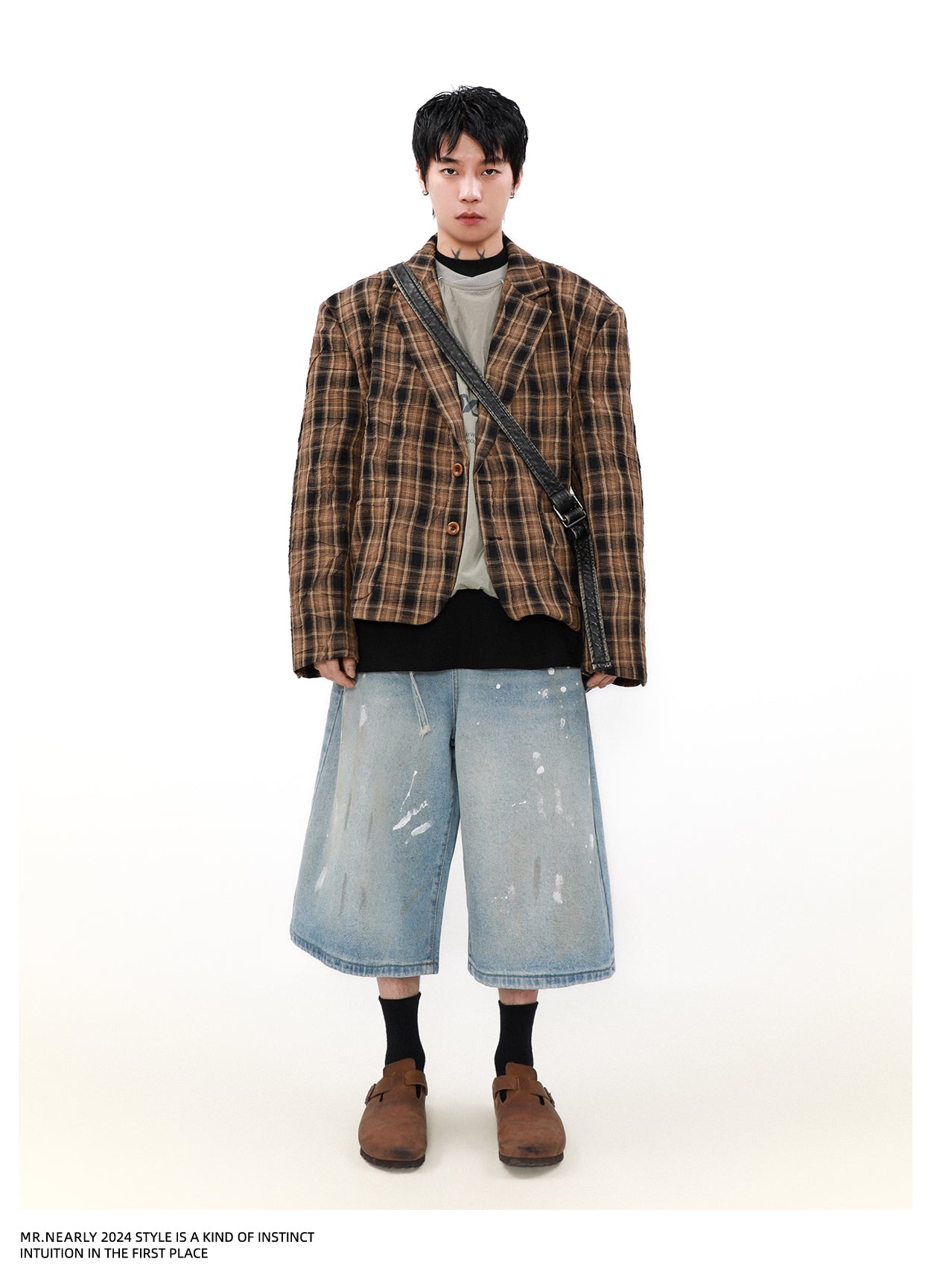 Pleated checkered jacket