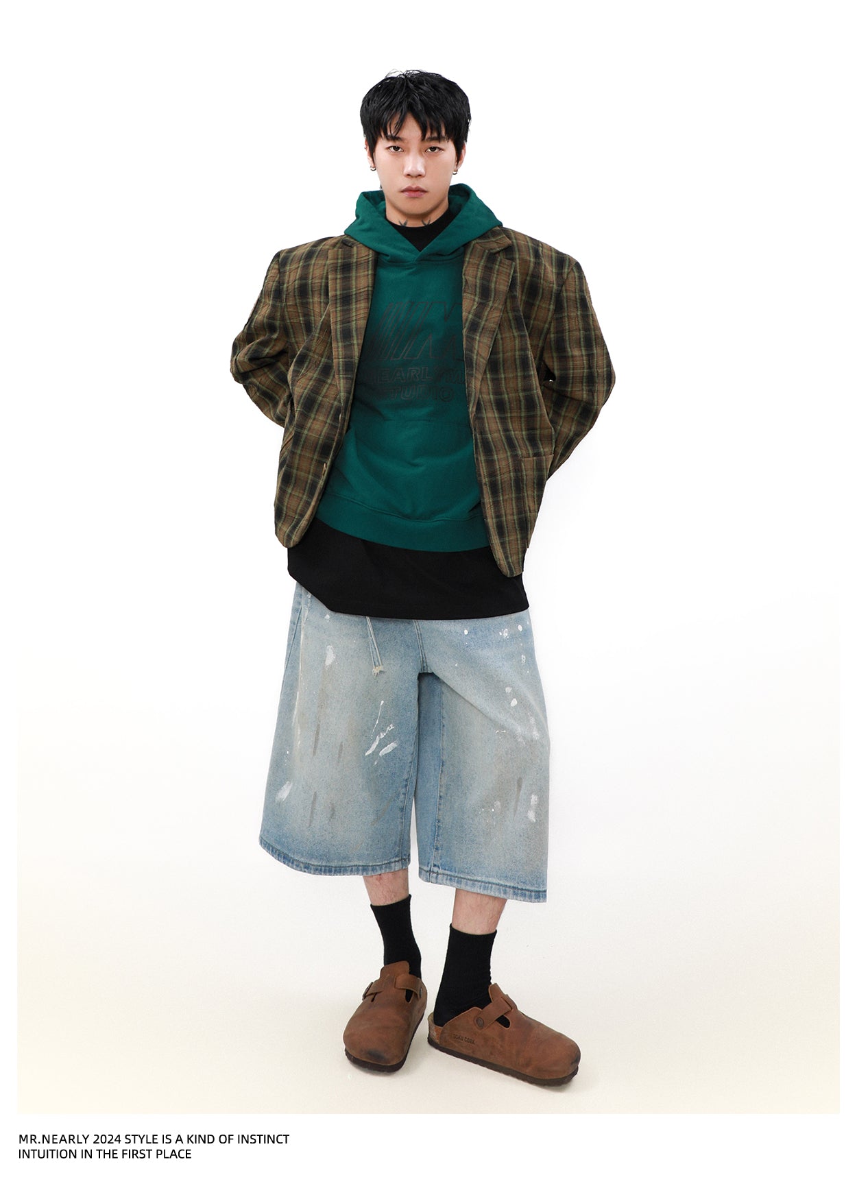 Pleated checkered jacket
