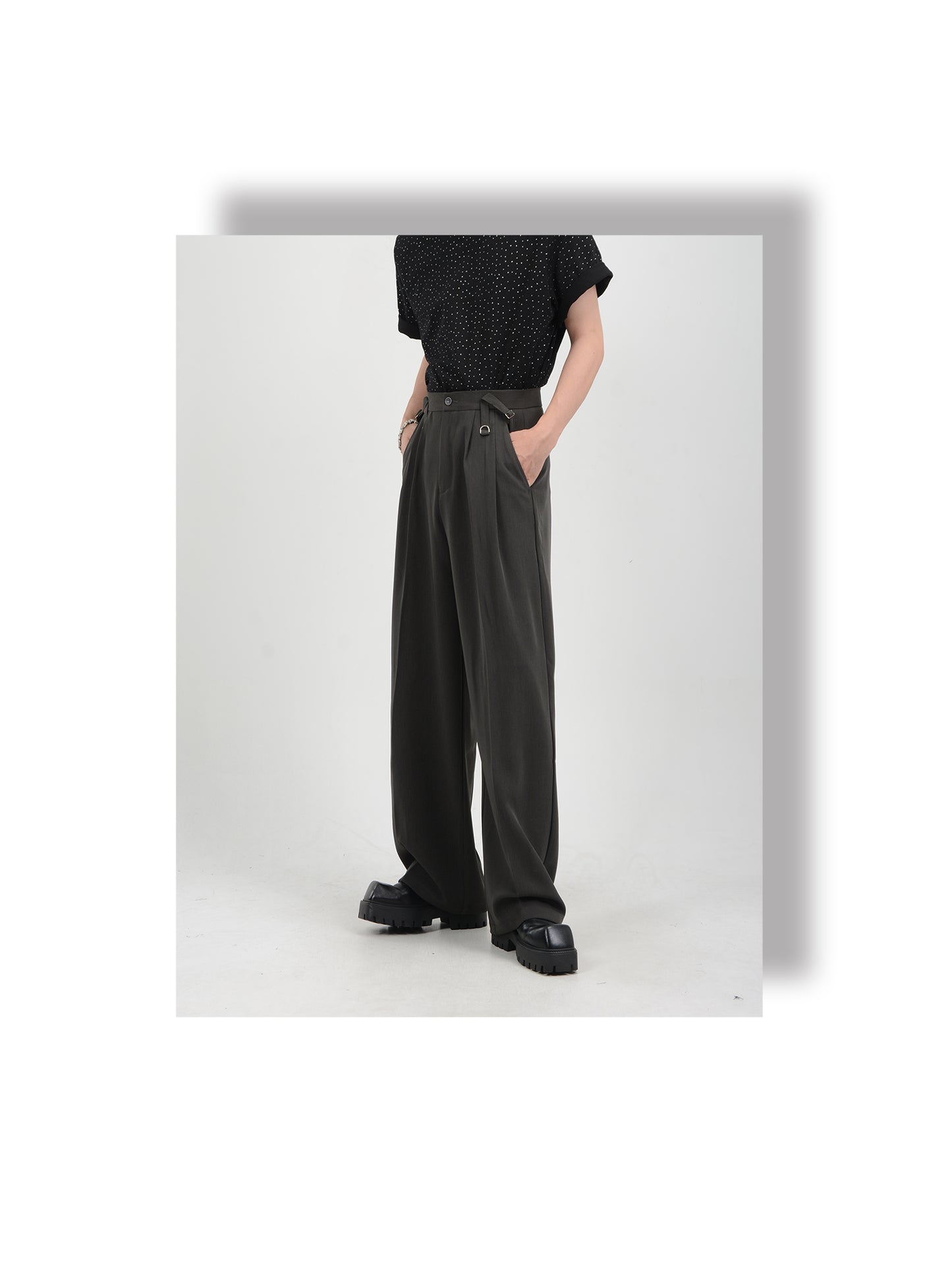 High-end loose drape wide leg slack pants