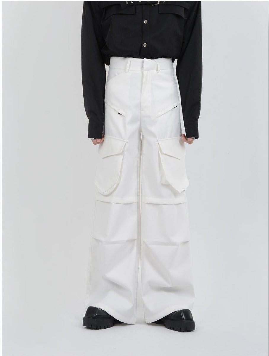 Loose straight multi-pocket casual pants