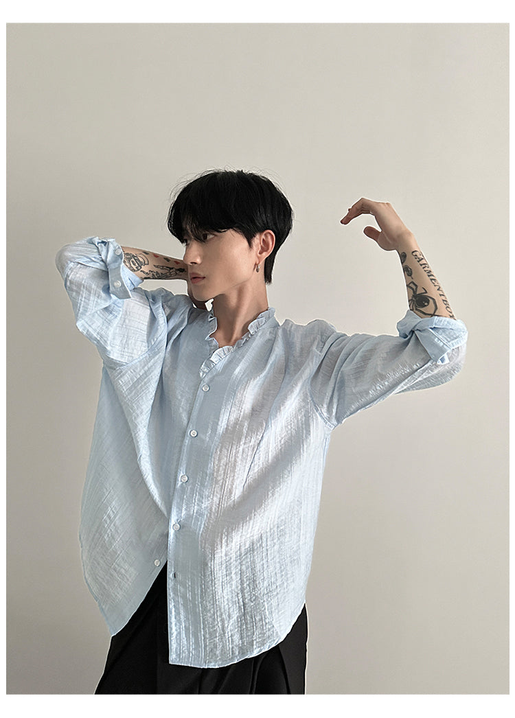 Frilled Lace V-Neck Shirt
