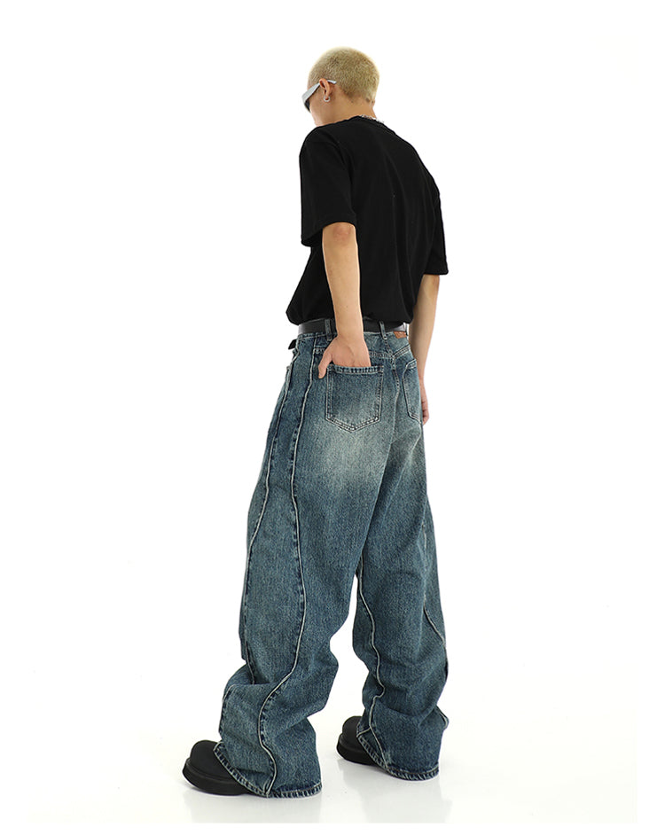 High-end curve splicing jeans