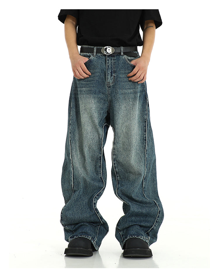 High-end curve splicing jeans
