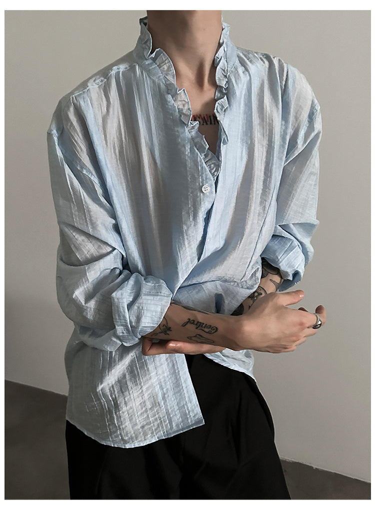 Frilled Lace V-Neck Shirt