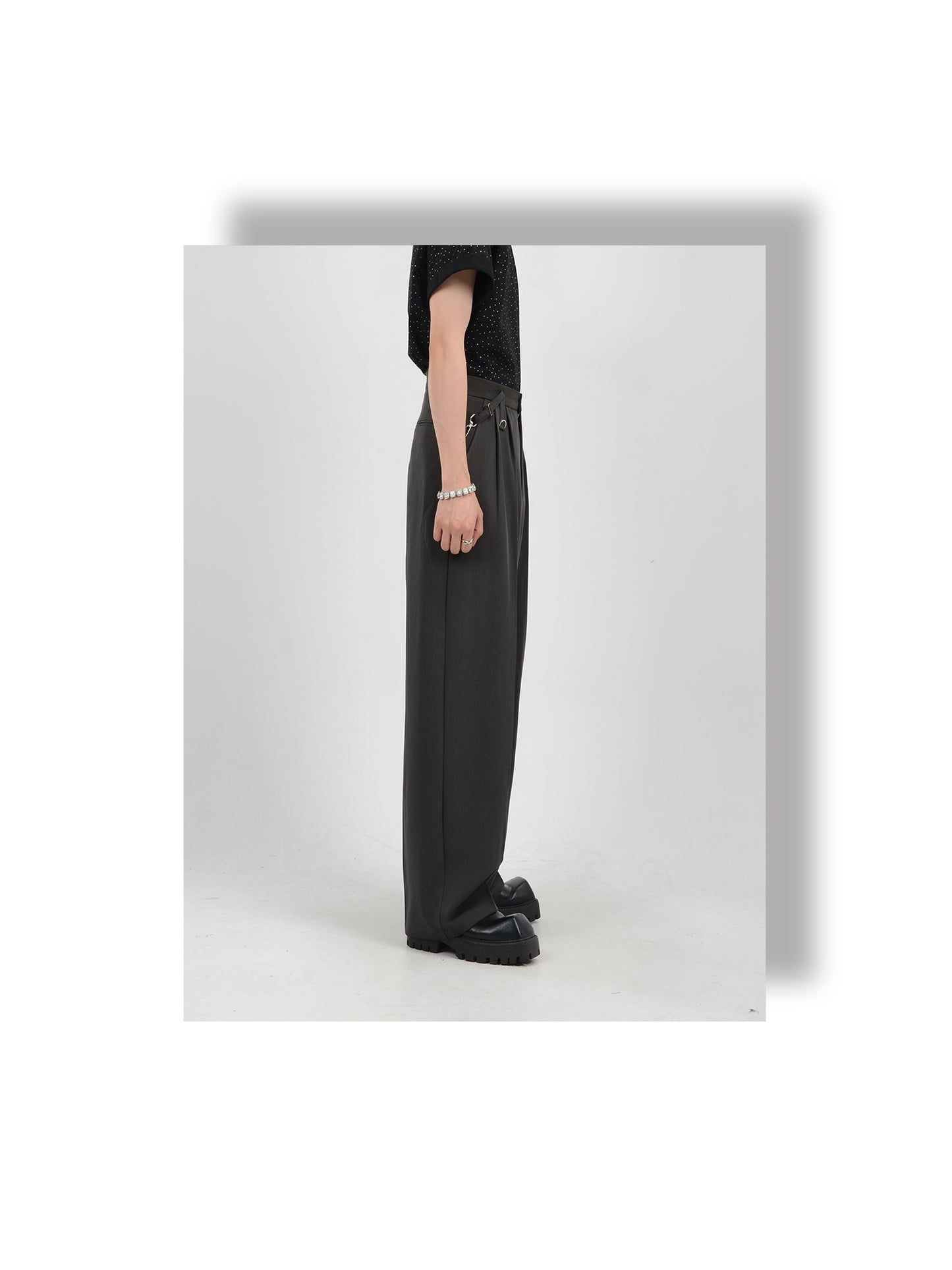 High-end loose drape wide leg slack pants
