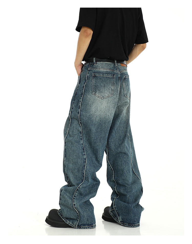 High-end curve splicing jeans