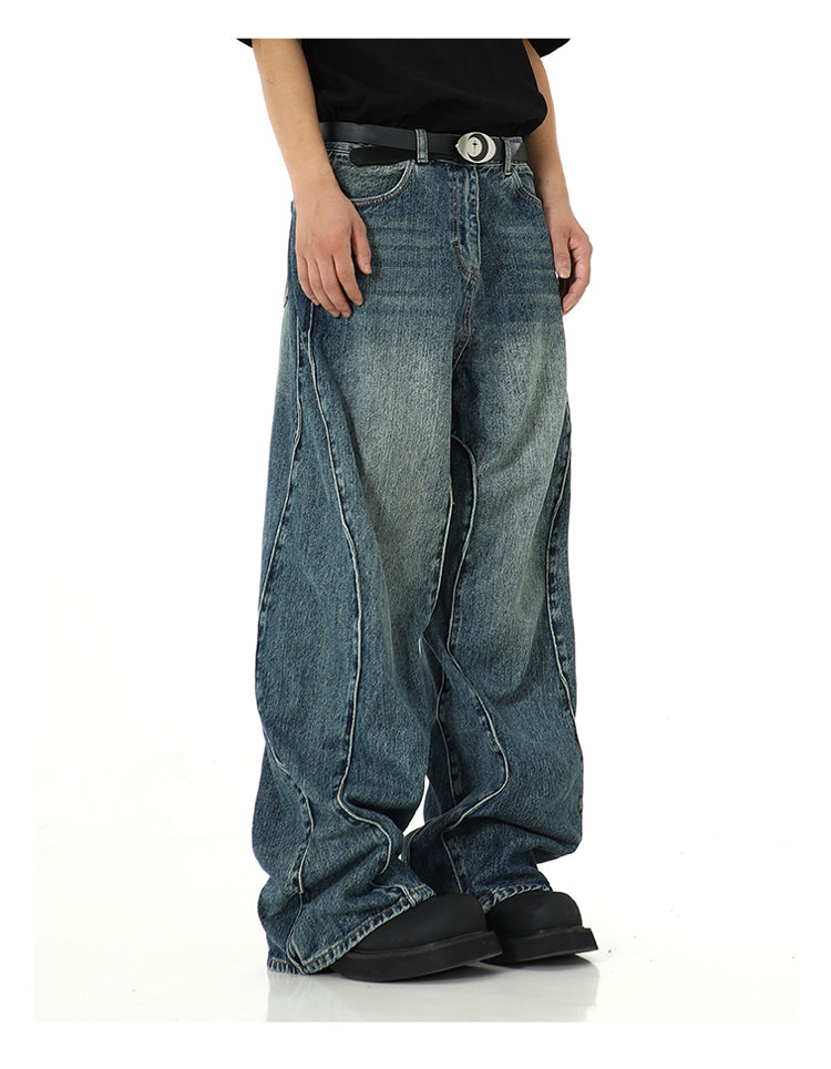 High-end curve splicing jeans