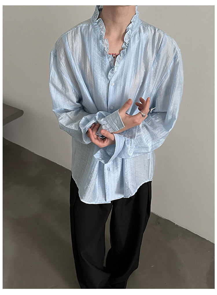 Frilled Lace V-Neck Shirt