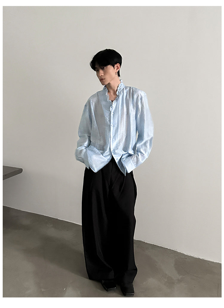 Frilled Lace V-Neck Shirt