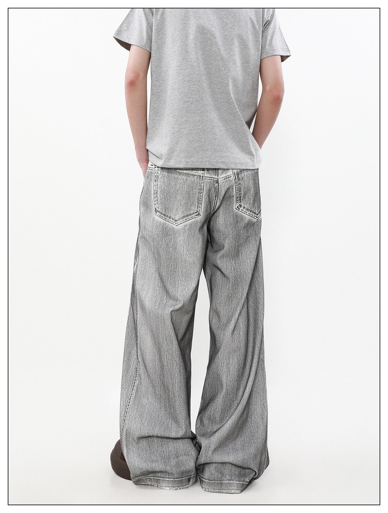 Retro Washed Dirty Double Waist Design Jeans