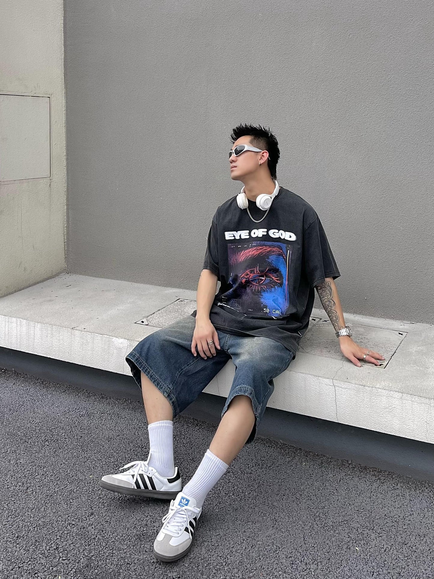 Washed Damaged Graphic T-Shirt