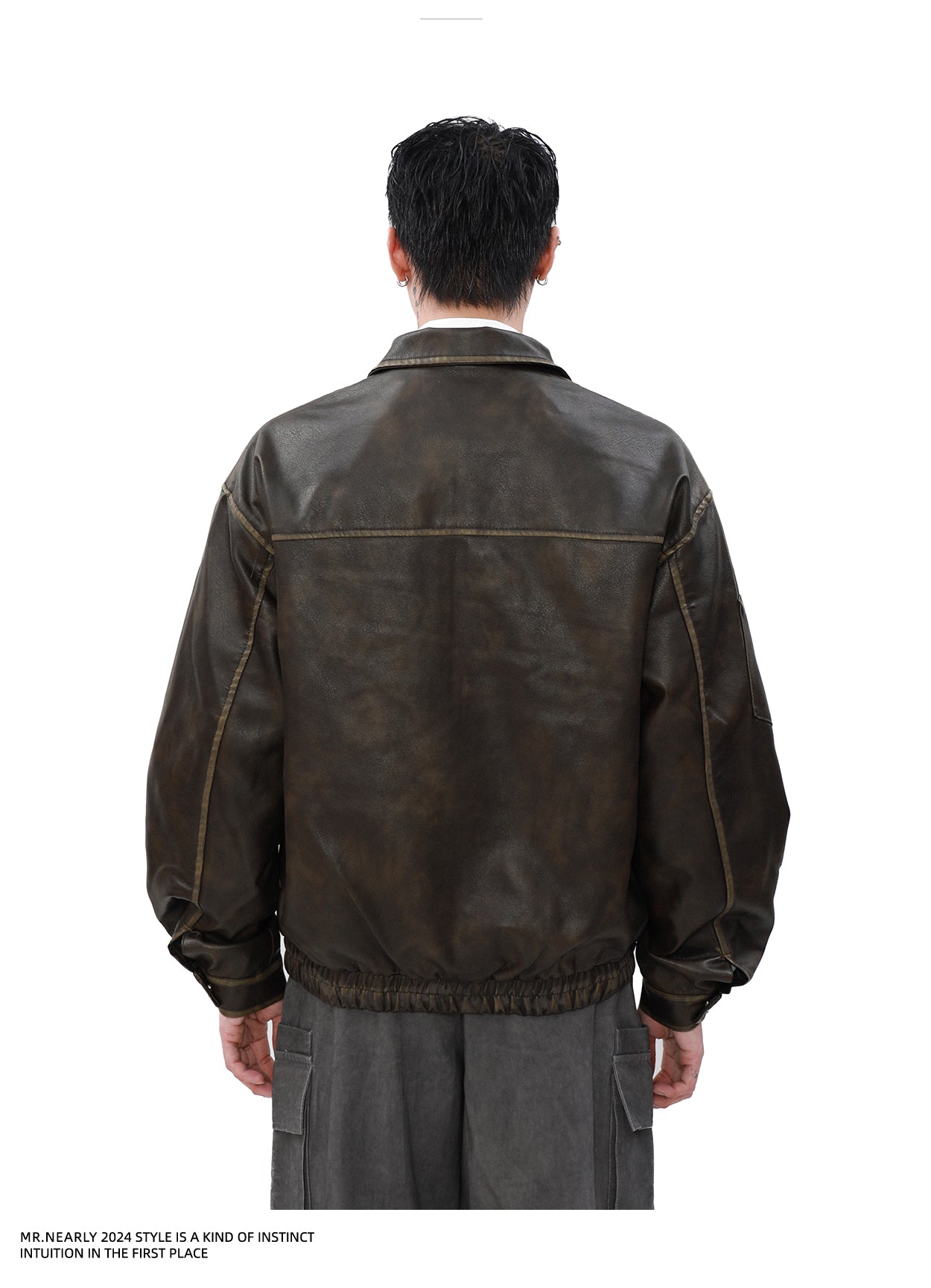 Street lapel leather jacket