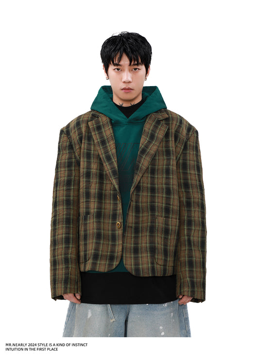 Pleated checkered jacket