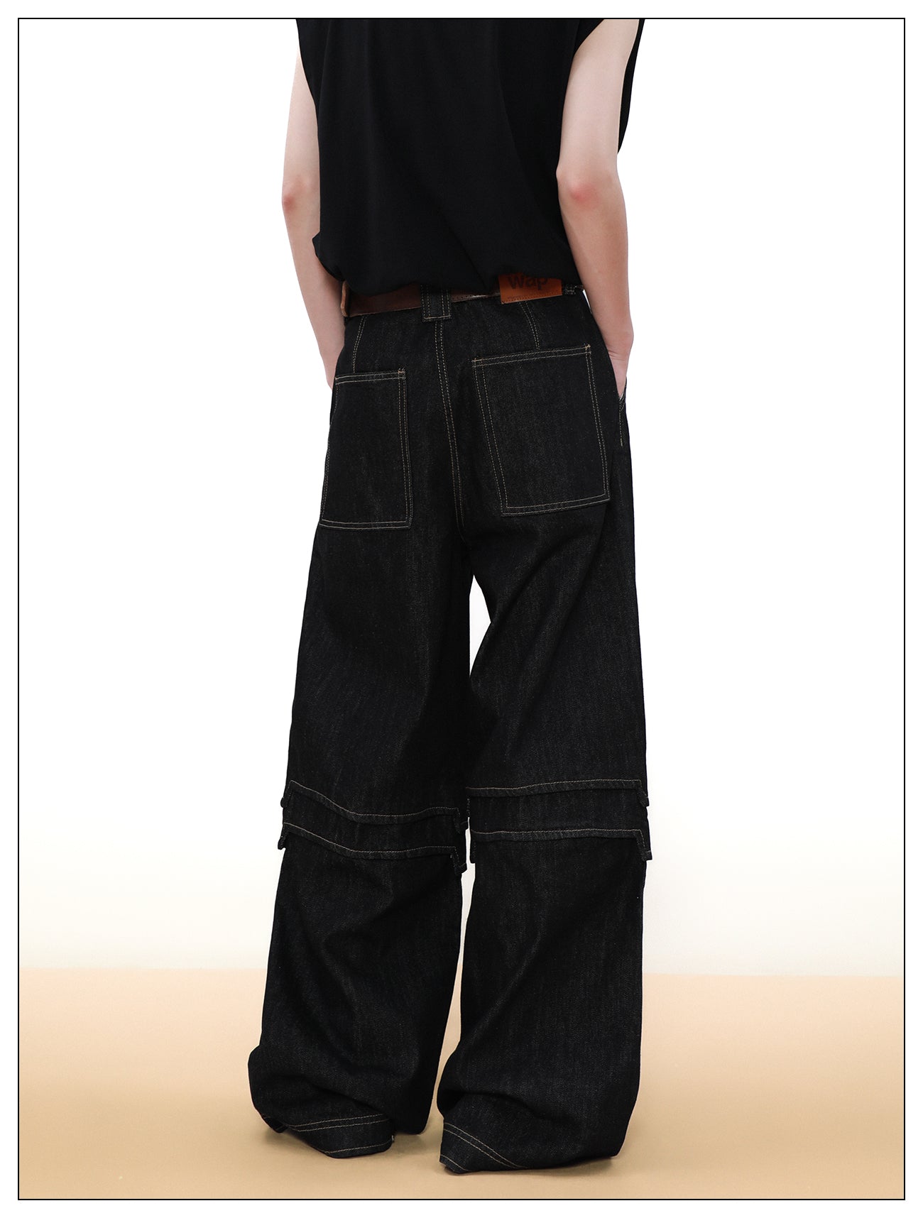Roof Fit Retro Splicing Stitch Pants