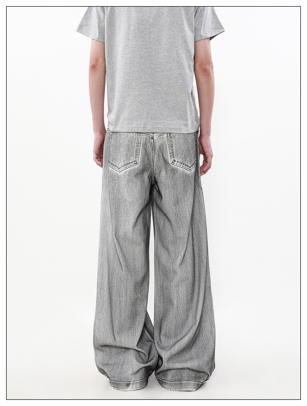 Retro Washed Dirty Double Waist Design Jeans