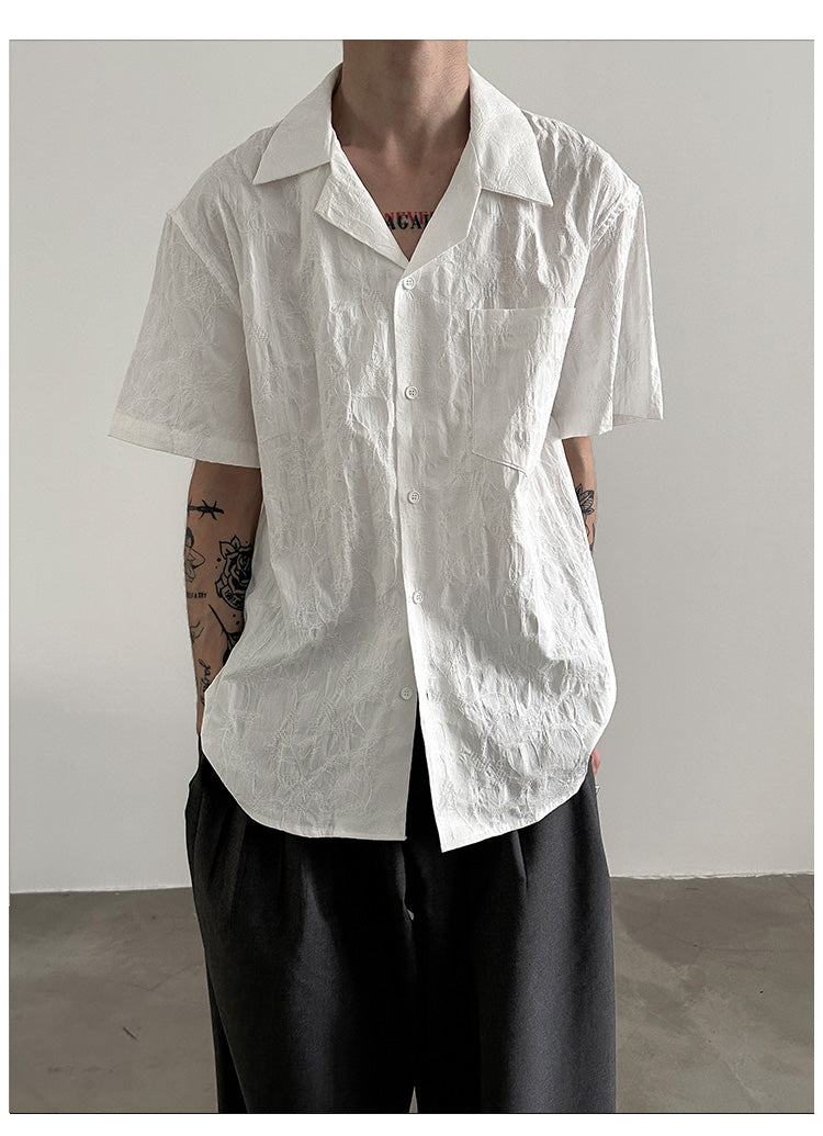 jacquard open-collared shirt