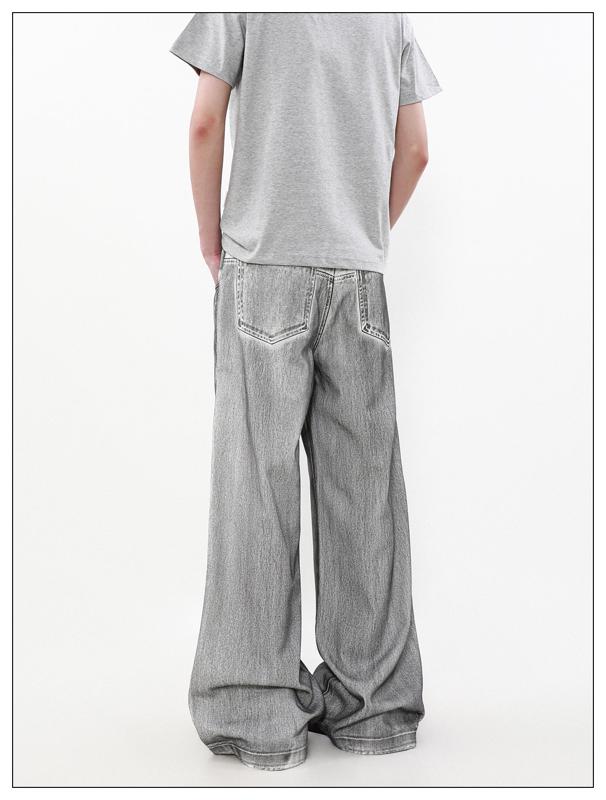 Retro Washed Dirty Double Waist Design Jeans