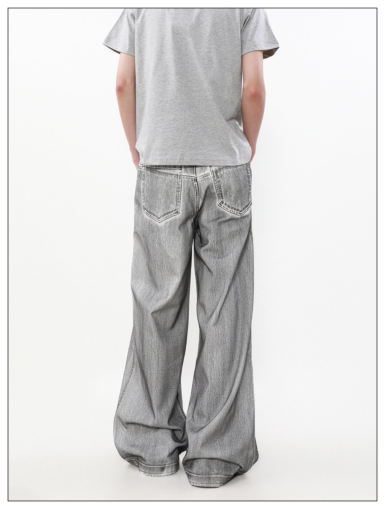 Retro Washed Dirty Double Waist Design Jeans