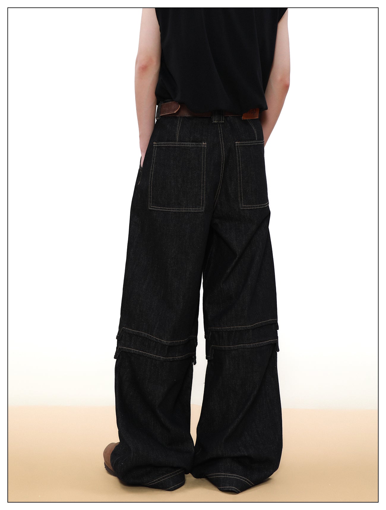 Roof Fit Retro Splicing Stitch Pants